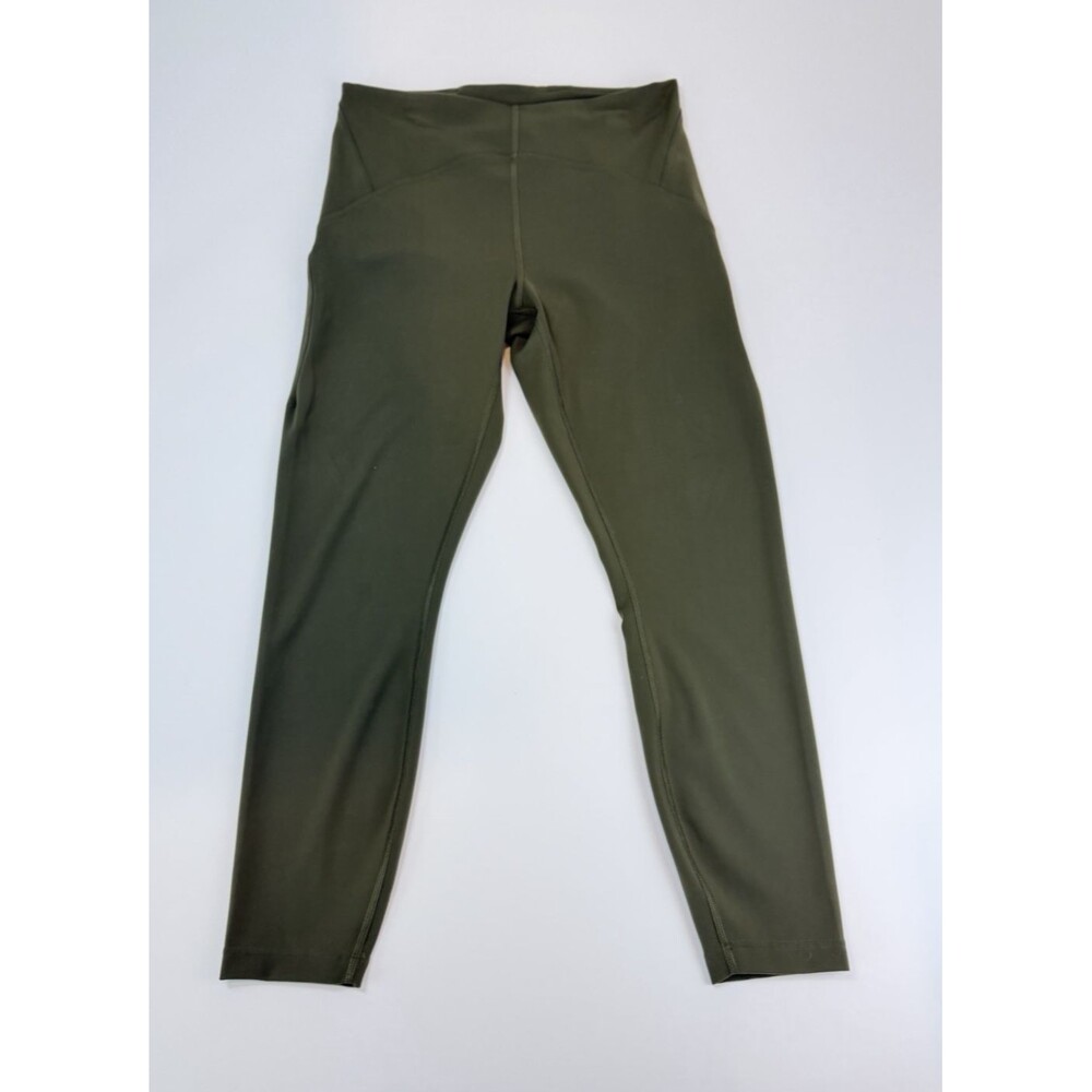 Lululemon Wunder Train Crop Leggings Womens 10 Olive Green High Rise Athletic Yo